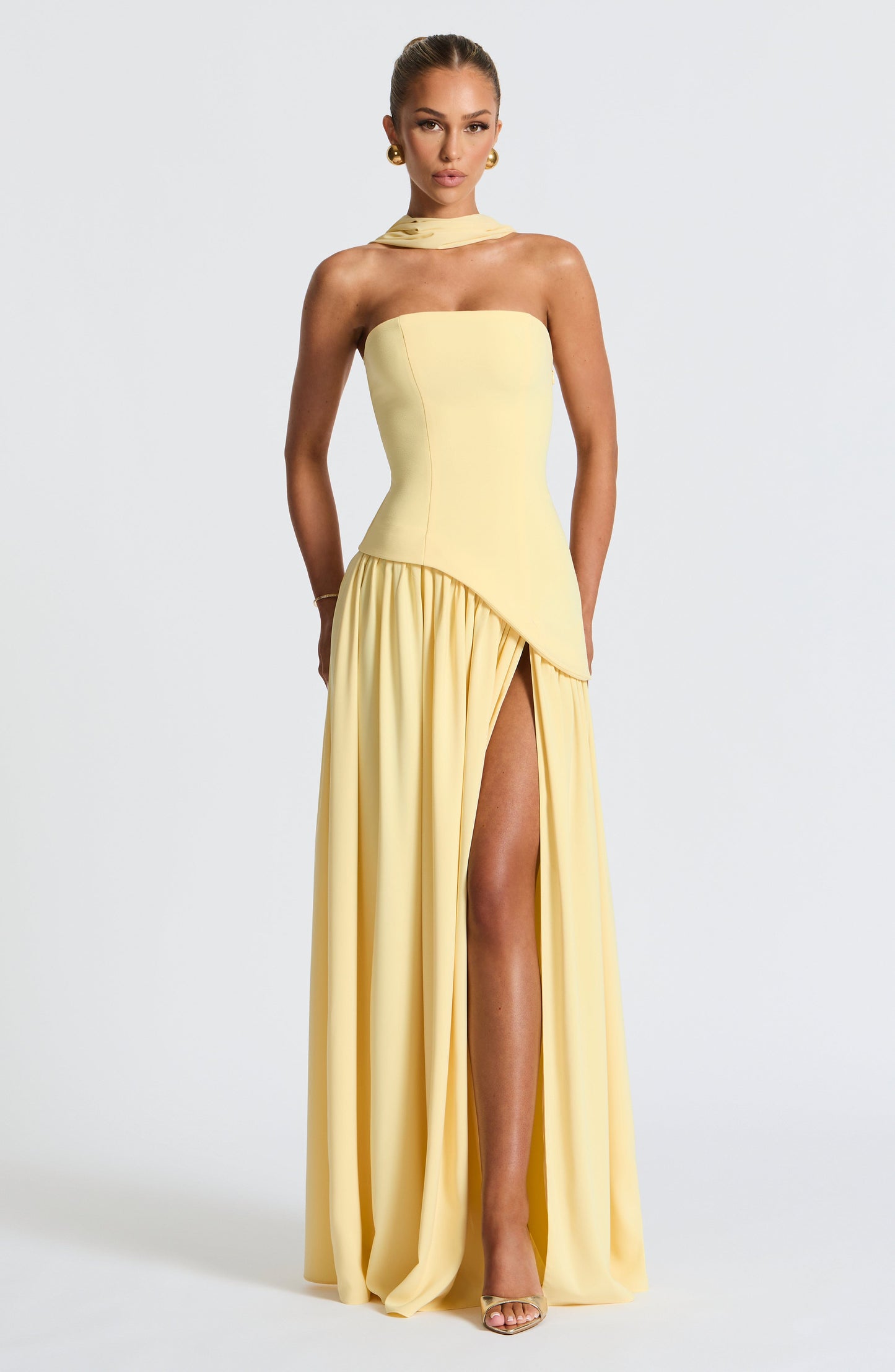 | Sculpted Slit Silhouette Evening Gown
