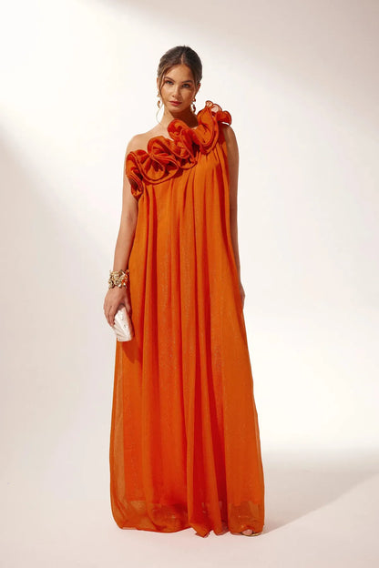 Étoile One-Shoulder Floral Maxi Dress | Draped Silhouette | Evening