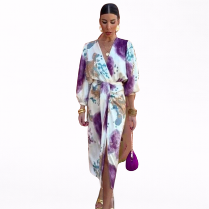 Women’s Longsleeve Wrapped Midi Dress - Elegant Special Occasion Style