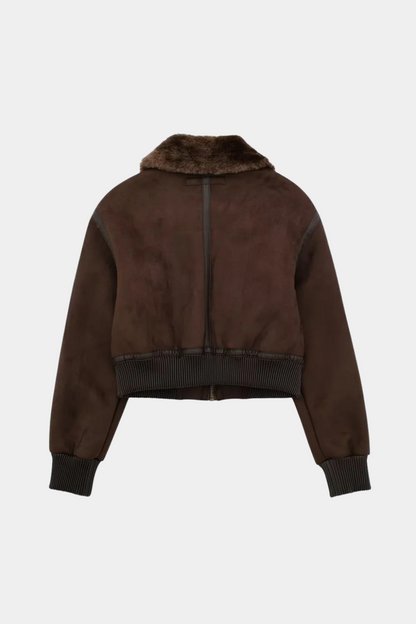 Faux Shearling Aviator Jacket | Cropped Fit | Turn-Down Collar