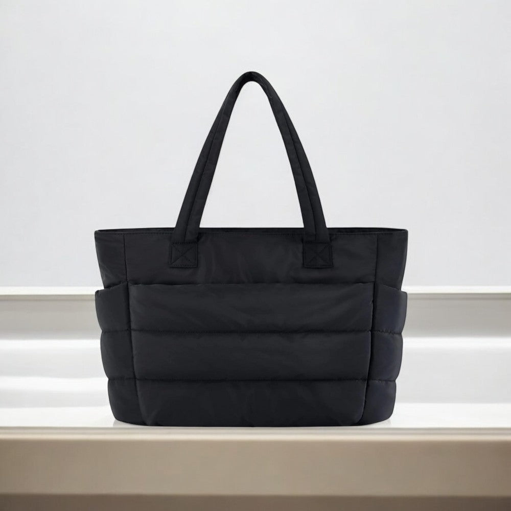 | Quilted Shoulder Tote Bag, Soft Padding, Structured Shape