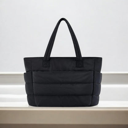 | Quilted Shoulder Tote Bag, Soft Padding, Structured Shape
