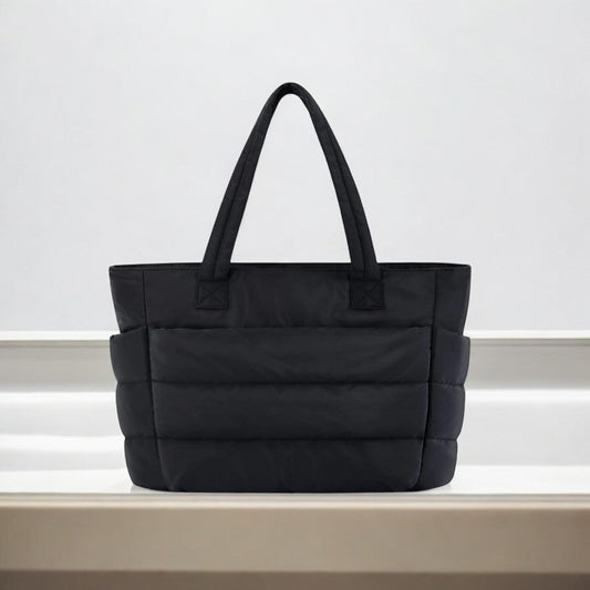 | Quilted Shoulder Tote Bag, Soft Padding, Structured Shape