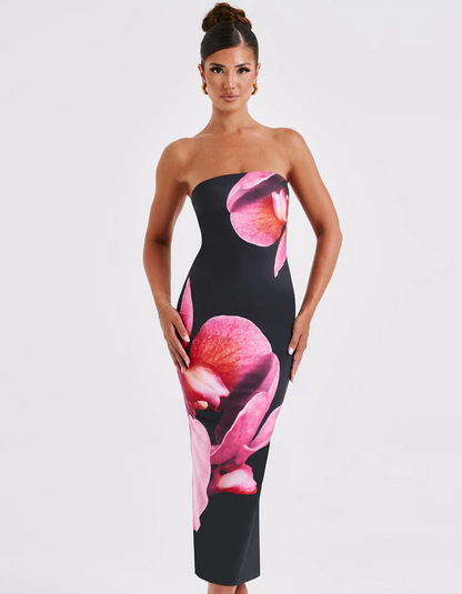| Floral Strapless Maxi Dress