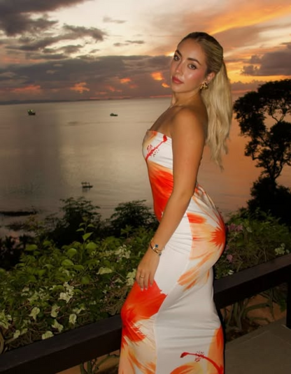 | Floral Strapless Maxi Dress