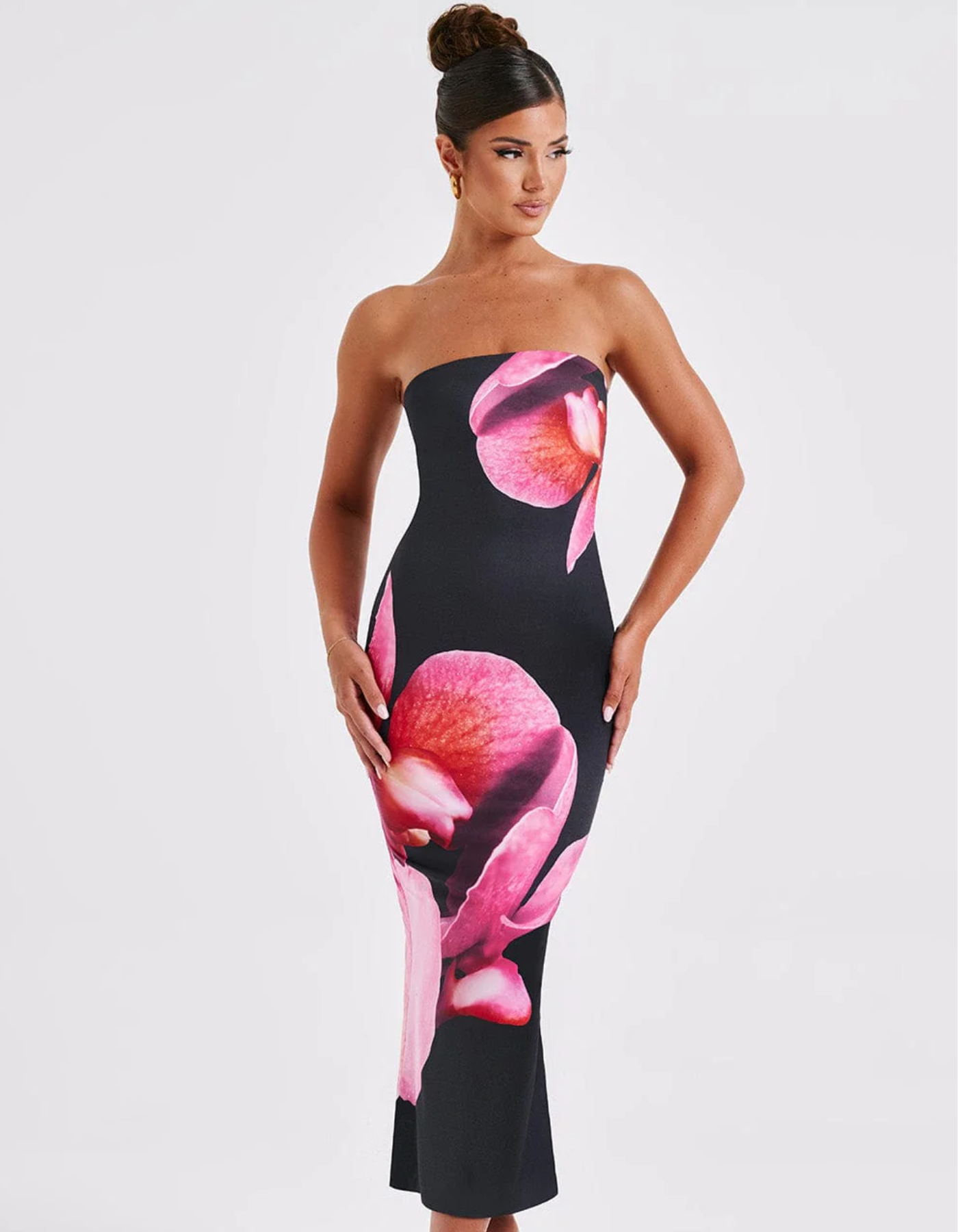 | Floral Strapless Maxi Dress