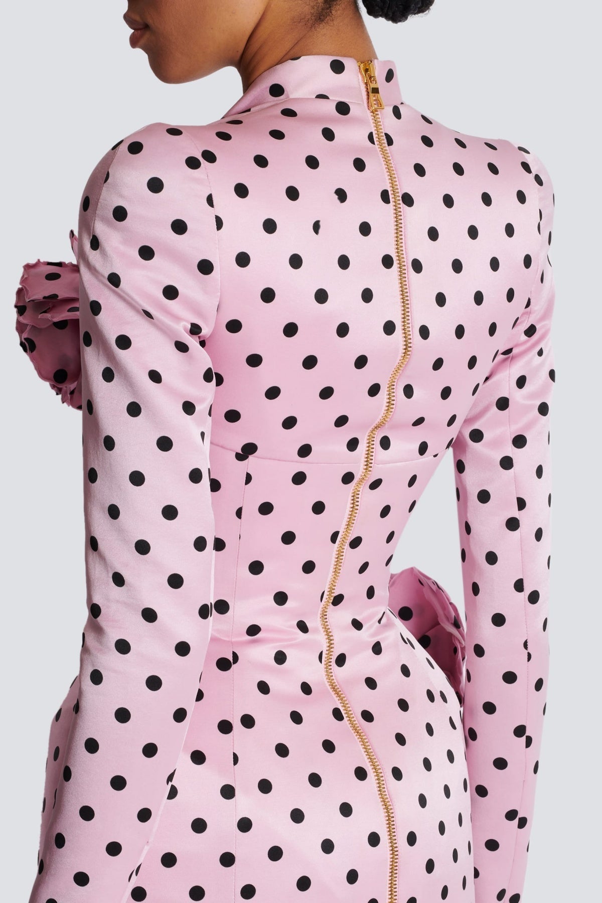 Polka Dot Satin Mini Dress – Floral Party Fit