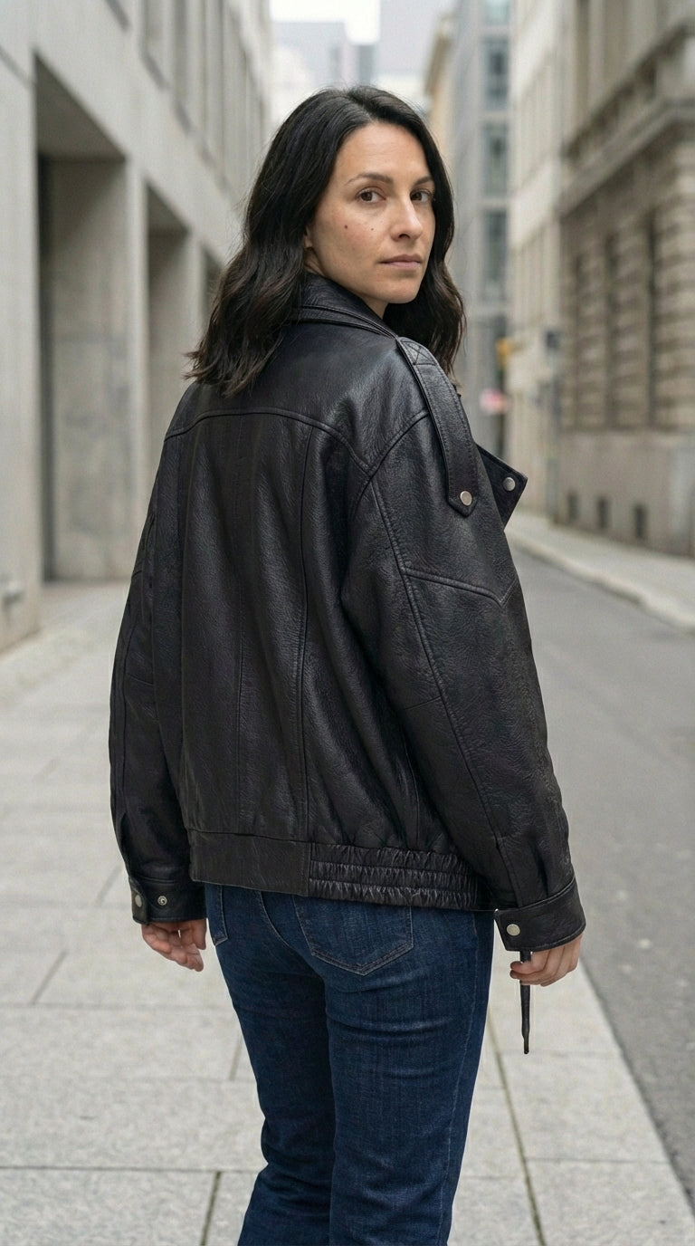 Oversized Leather Biker Jacket – Vintage-InspiRed Statement
