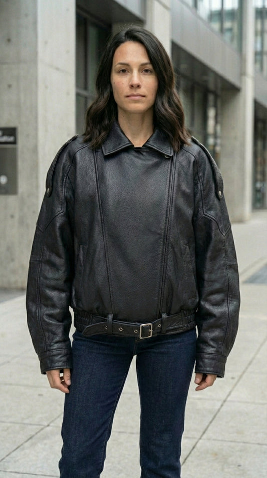 Oversized Leather Biker Jacket – Vintage-InspiRed Statement