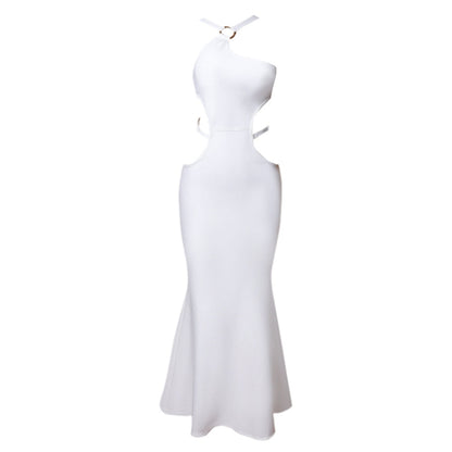 One Shoulder Sleeveless Cut Out Maxi Bandage Dress PZC1571