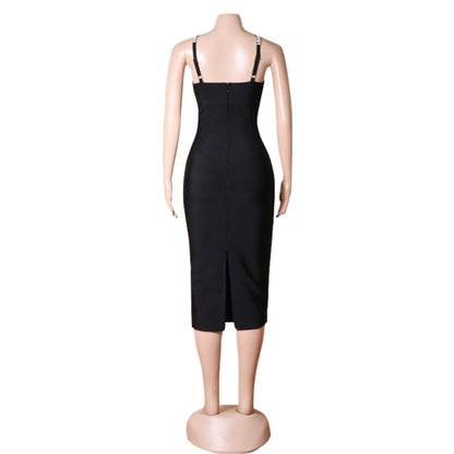 Strappy Sleeveless Midi Bubble Beads Bandage Dress PZC1936