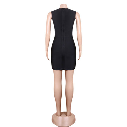 Round Neck Sleeveless Mini Rhinestone Bandage Dress PZL3004