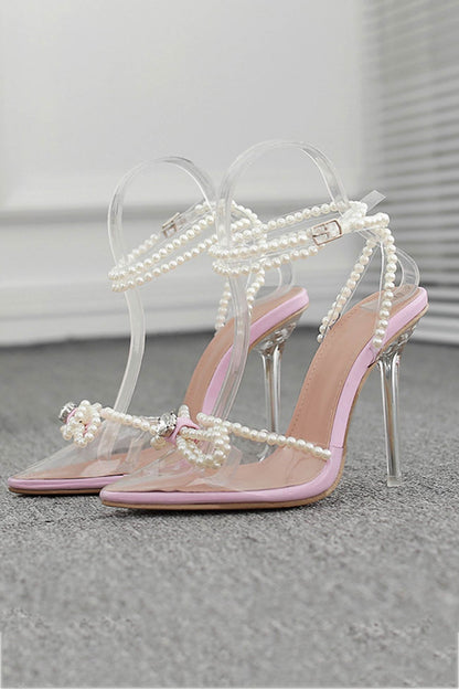 Pearl Bow Pointed High Heels