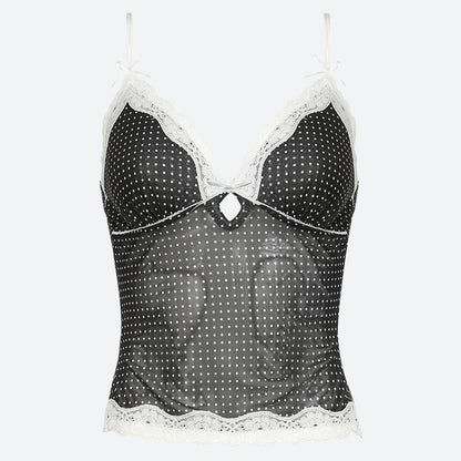 Polka Dot Mesh Top