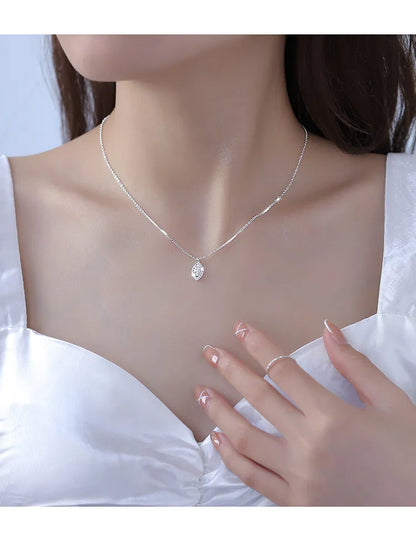 Women's Teardrop Sterling Silver Necklace – Minimalist Water Drop Pendant