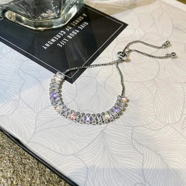 Adjustable Zircon Bracelet | Gold Plated | Crystal Strand