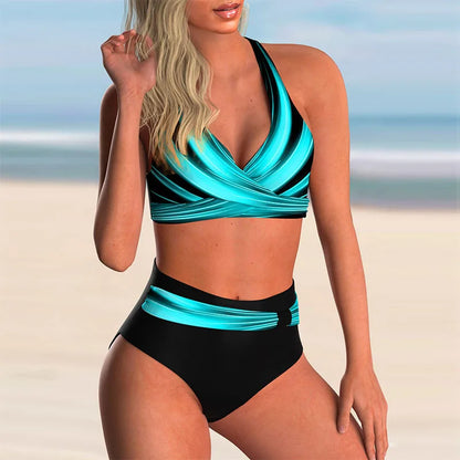Brigitte® | Women'S High Waisted Push-Up Halter Bikini Set
