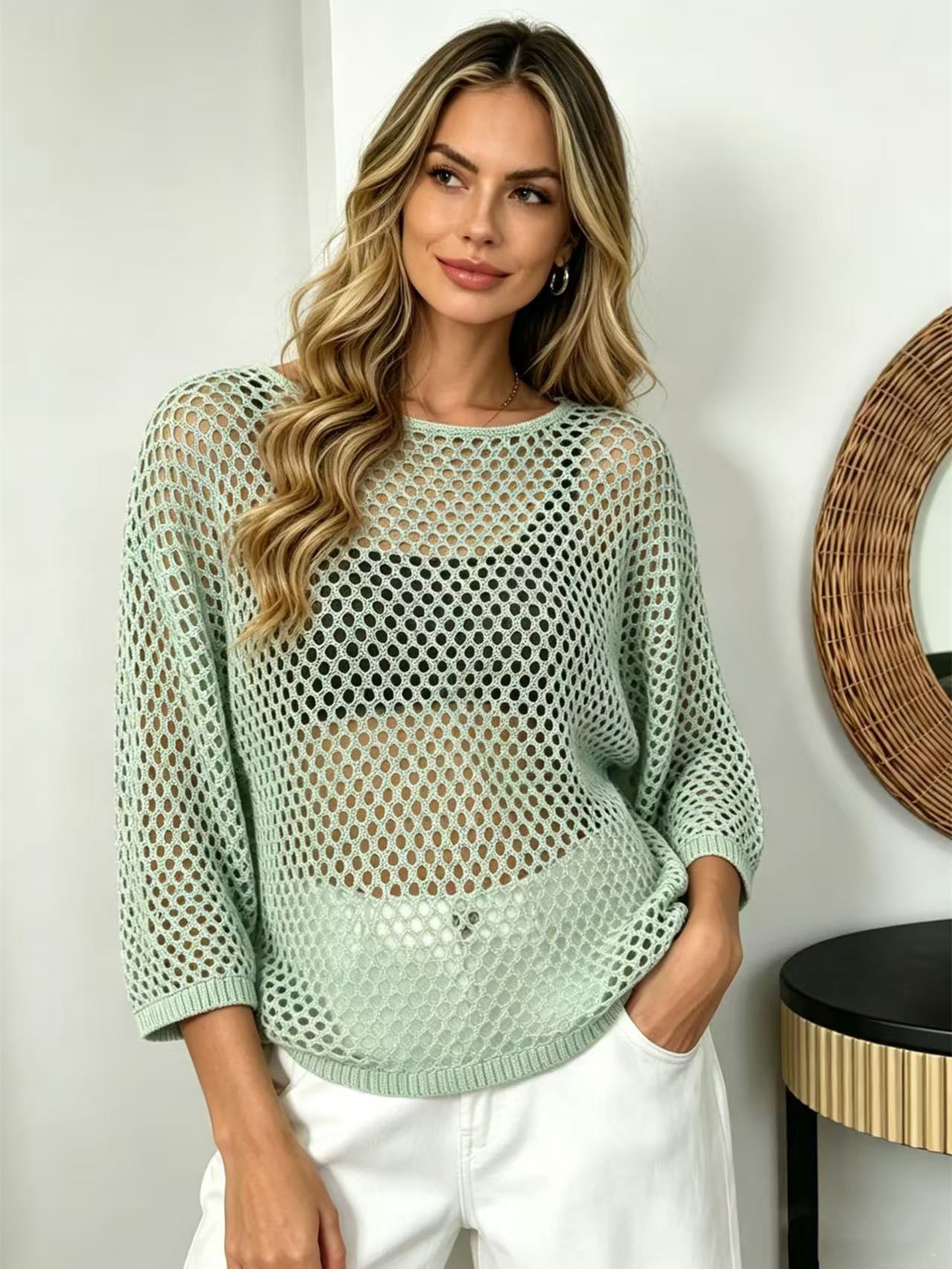 Sheer Mesh Loose Chiffon Shirt
