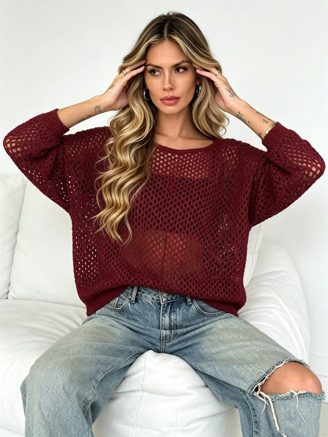Sheer Mesh Loose Chiffon Shirt