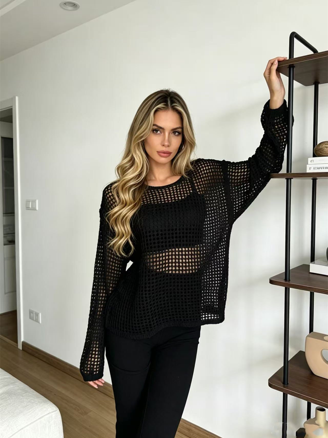 Sheer Mesh Loose Chiffon Shirt
