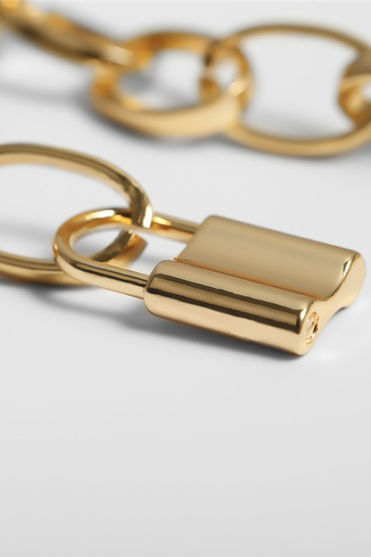 Lock Pendant Necklace with Link Chain