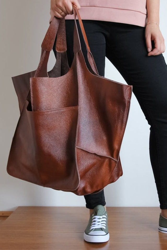 Leather Tote Bag for Shopping