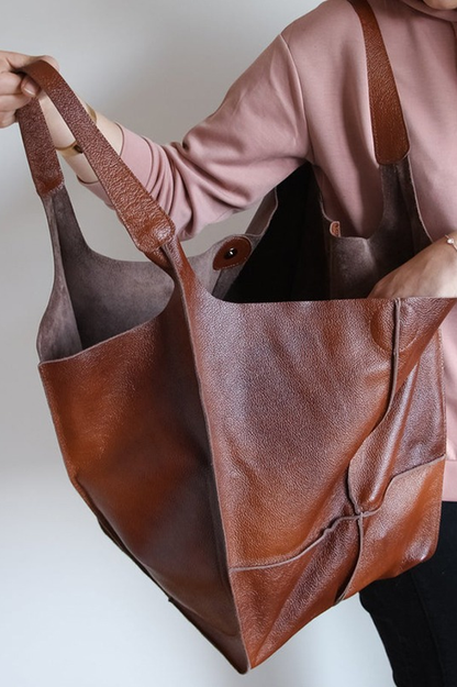 Leather Tote Bag for Shopping