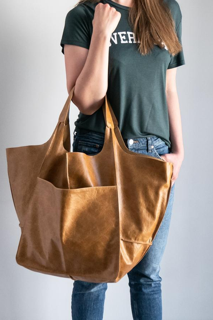 Leather Tote Bag for Shopping