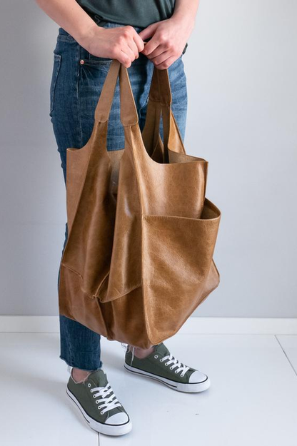 Leather Tote Bag for Shopping