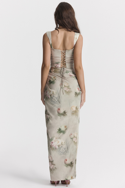 Una Vintage Floral Corset + Maxi Skirt Set