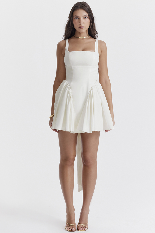 Back Bow Open Back Fit and Flare Mini Dress