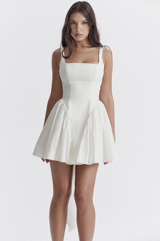 Back Bow Open Back Fit and Flare Mini Dress