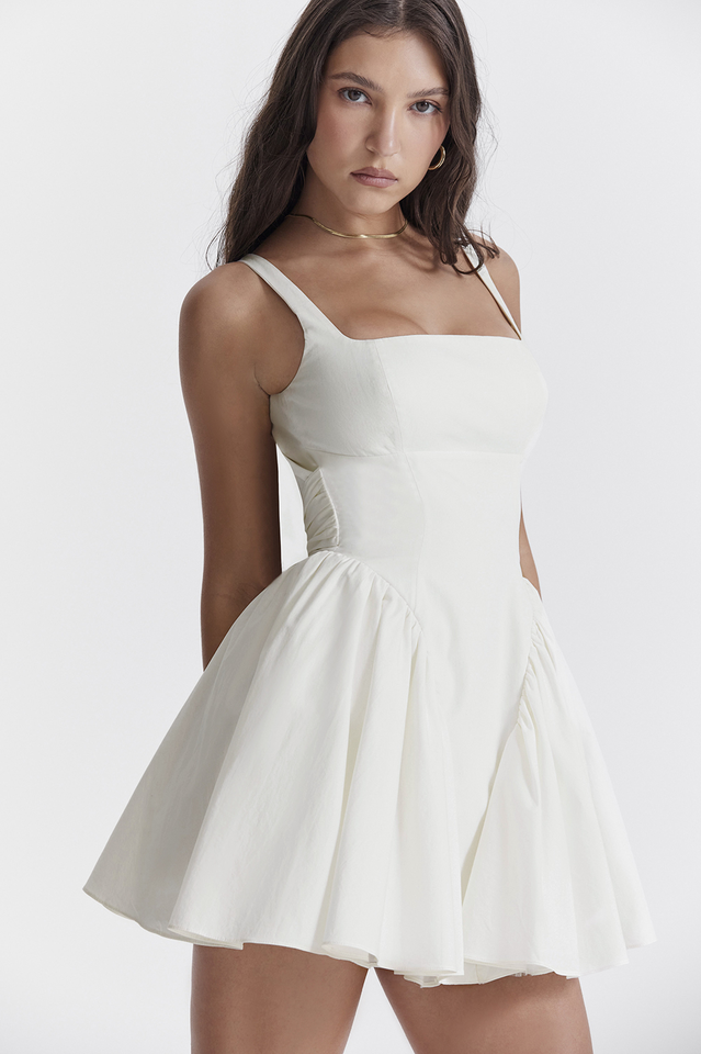 Back Bow Open Back Fit and Flare Mini Dress