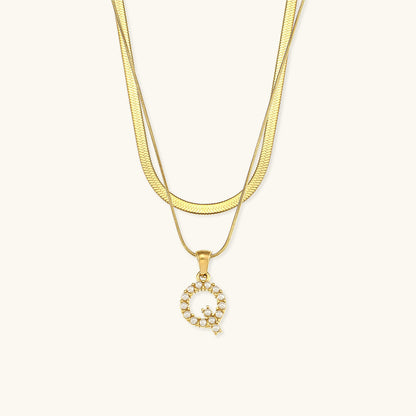 Opal Charm - LayeRed Gold Initial Necklace
