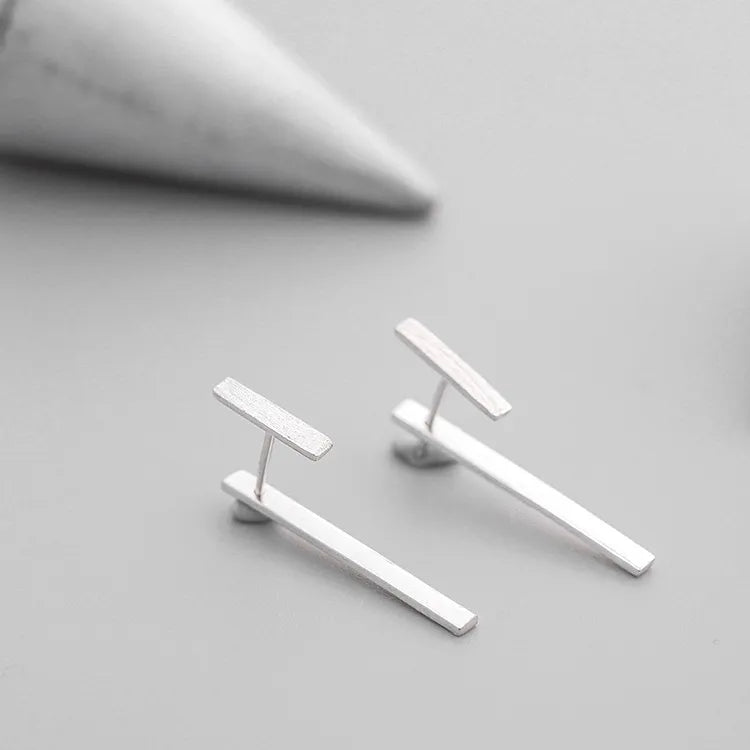 Women's Geometric Silver Statement Earrings – Trendy Bold Fashion Jewelry