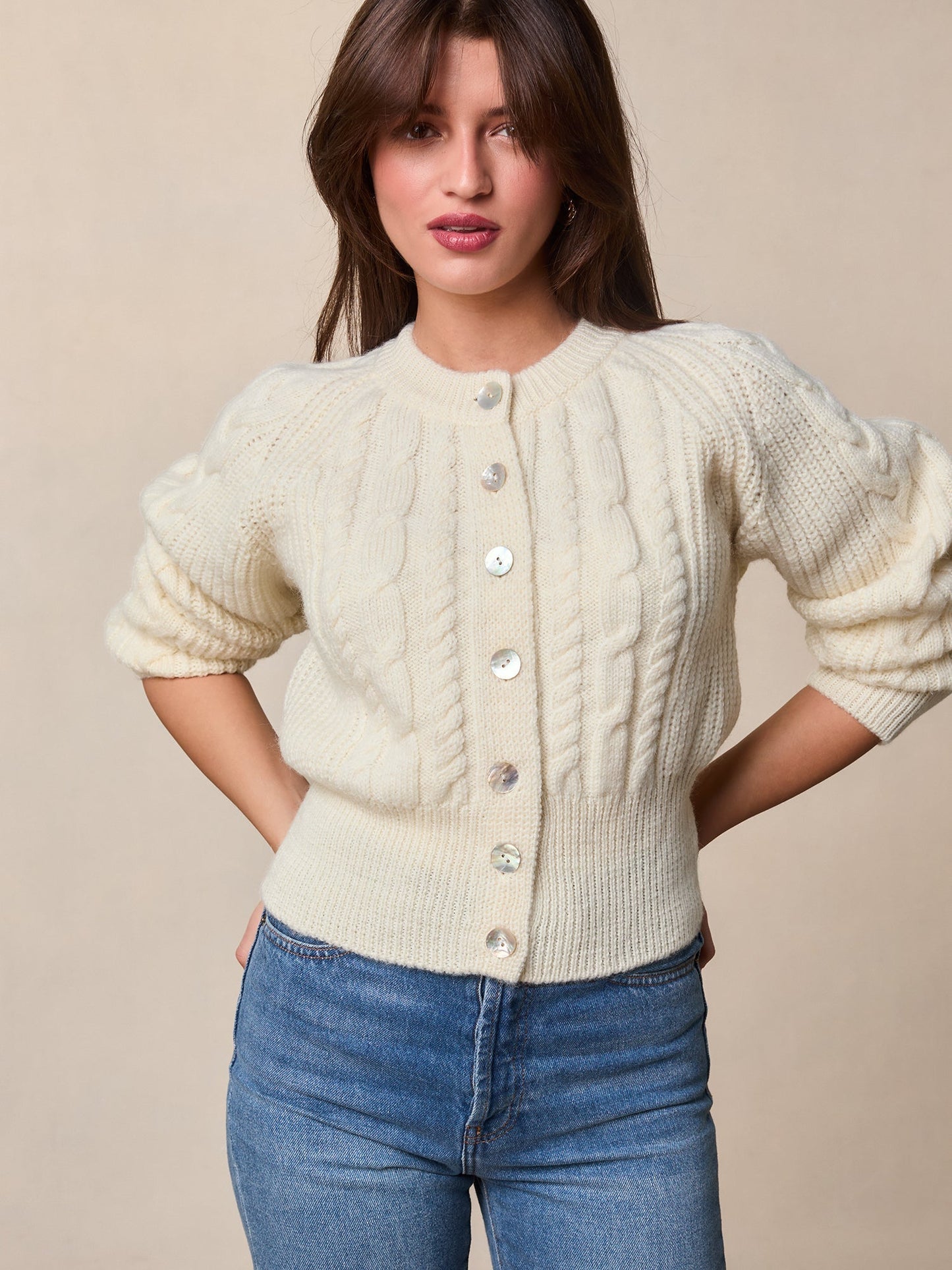 Maison Cable Knit Cardigan | Buttoned Front