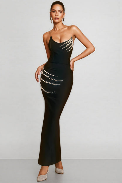 Rawan Strapless Pearl Bandage Maxi Dress