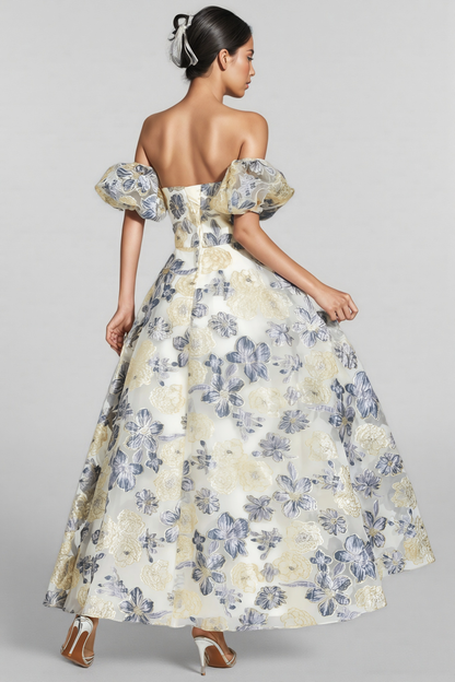 Dorte Blue-Purple Flower Maxi Dress