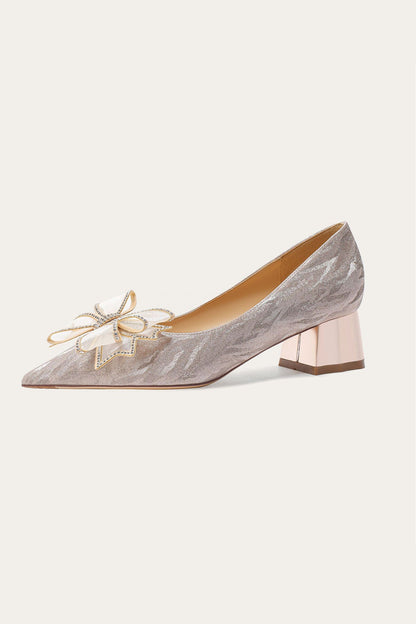 Rhinestone Bow-tie High Heels