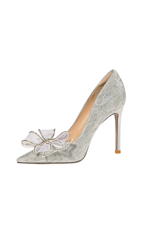 Rhinestone Bow-tie High Heels