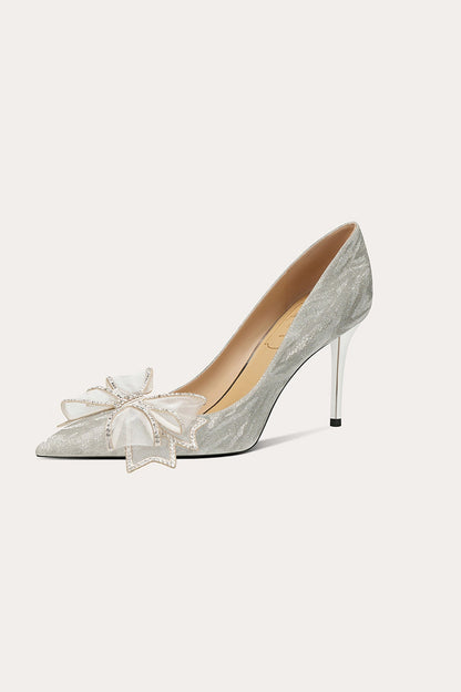Rhinestone Bow-tie High Heels