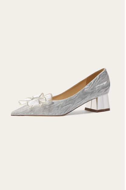 Rhinestone Bow-tie High Heels
