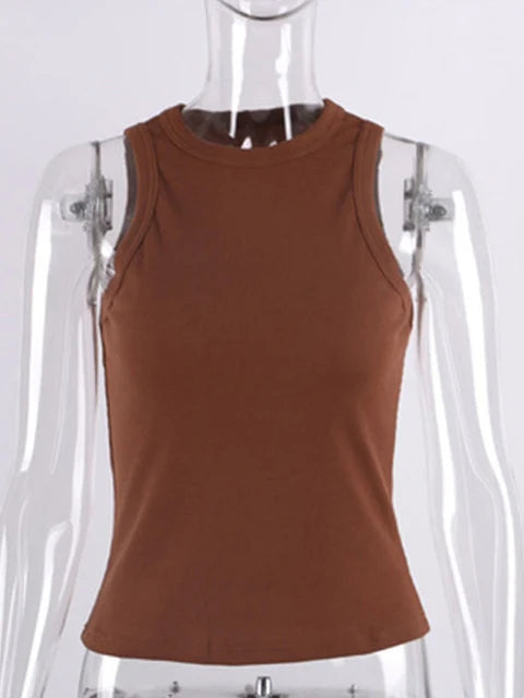 Ribbed Knitted Tops Neck Summer Basic Shirts White Black Casual Sport Vest Off Shoulder Green Women’s Tank Top