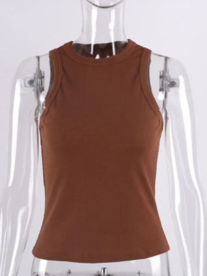 Ribbed Knitted Tops Neck Summer Basic Shirts White Black Casual Sport Vest Off Shoulder Green Women’s Tank Top