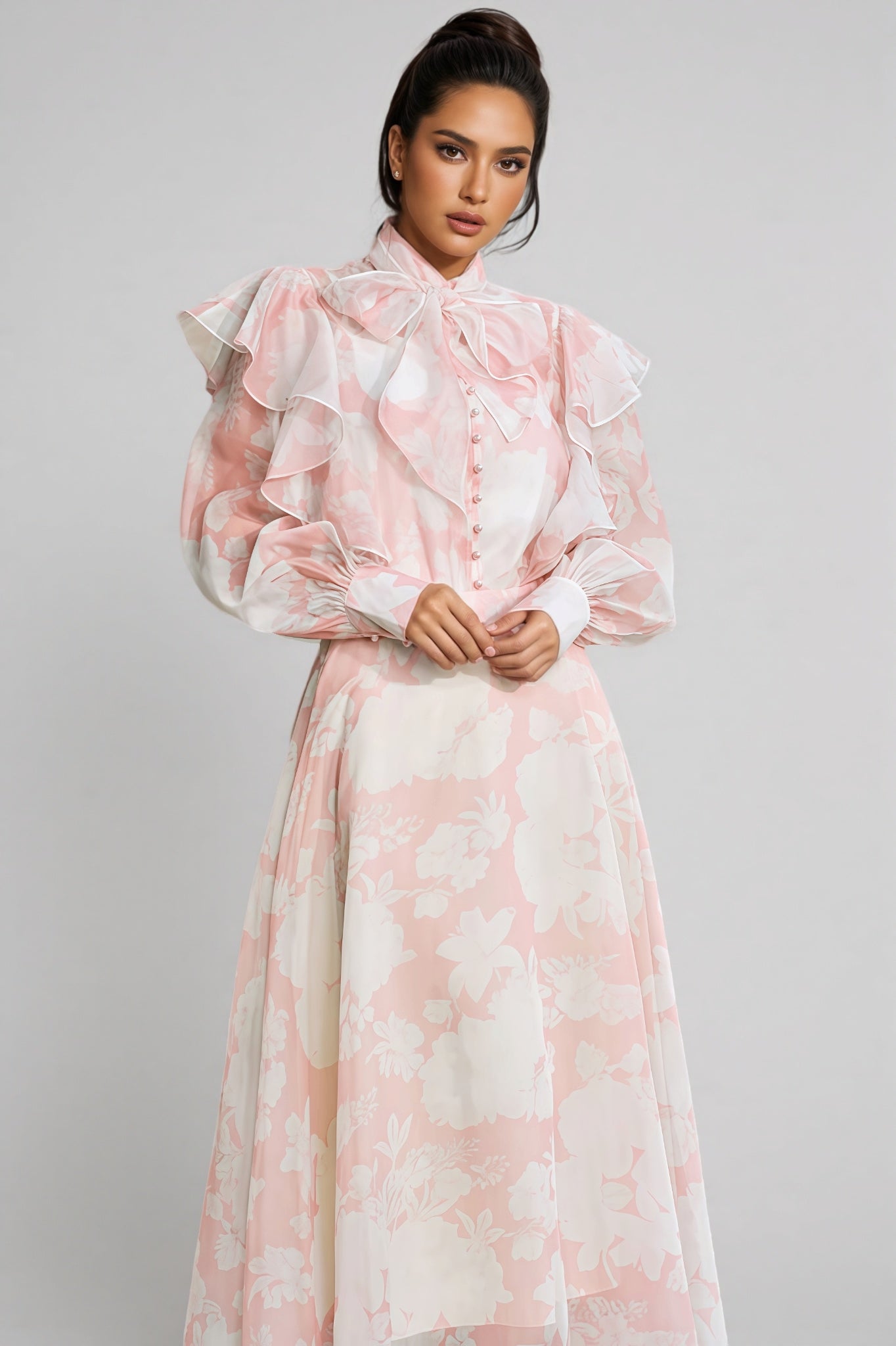 Caldris Floral Printed Maxi Dress Set