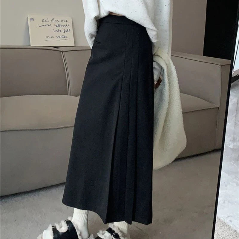 DressBetty - Vintage Pleated College Style High Waist A-Line Skirt