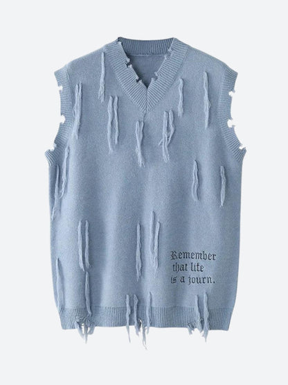 Ripped Tasseled Sweater Vest