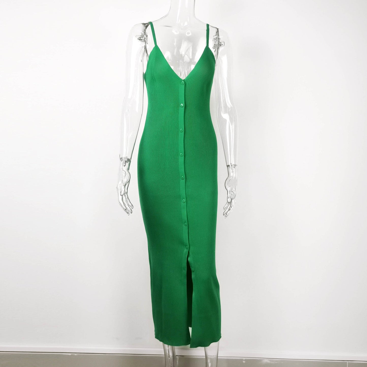 "Charlotte" long ribbed knit dress