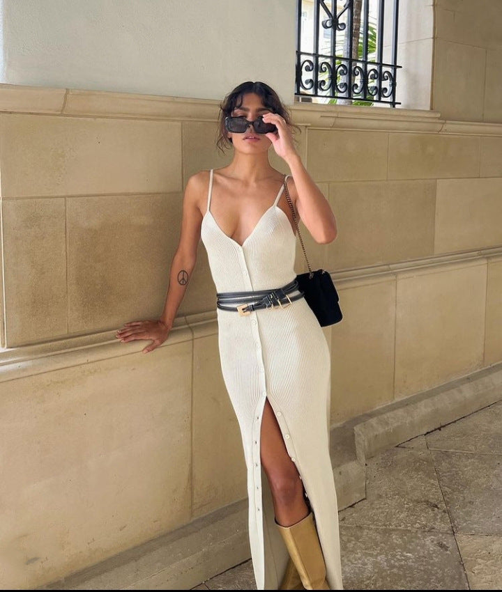 "Charlotte" long ribbed knit dress