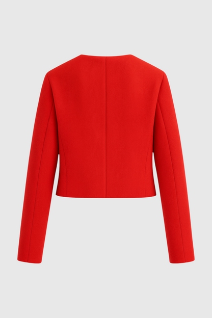 Maison Cropped Button Jacket | Structured Silhouette Clean O-Neck